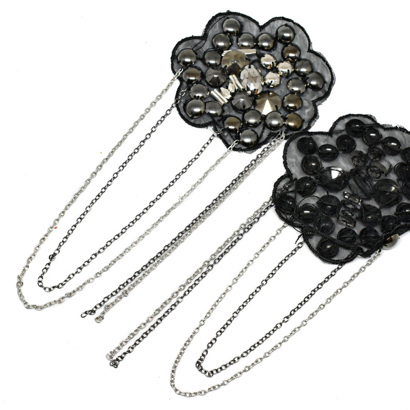 Beaded Epaulet Flower Studded Chain