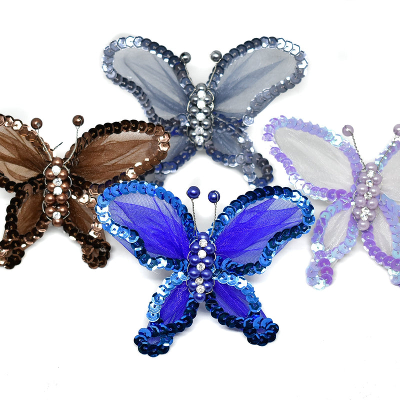 Rhinestone Butterfly Brooch with Beads
