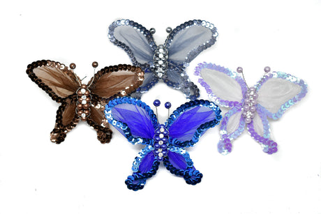 Rhinestone Butterfly Brooch with Beads