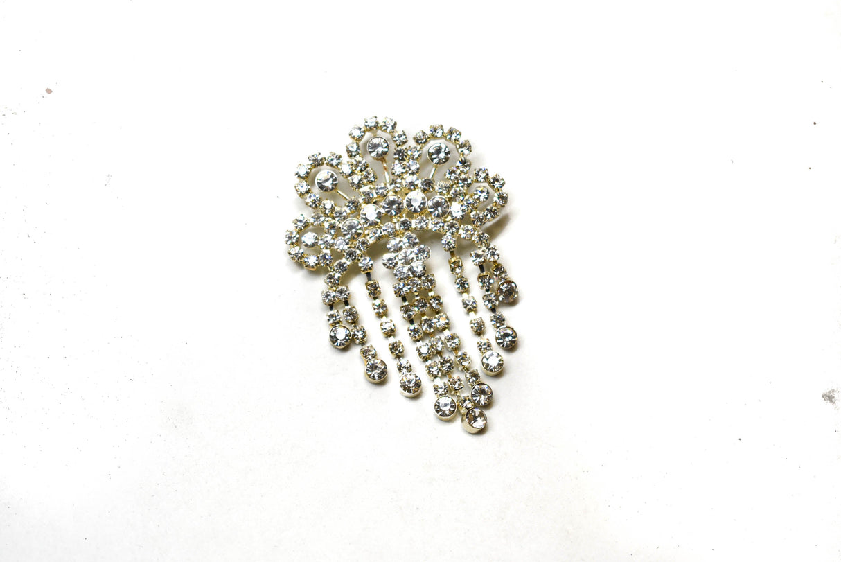 Rhinestone Crown Brooch Pin 3 x 2