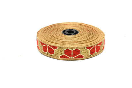 Jacquard Ribbon Metallic Leaf 1"