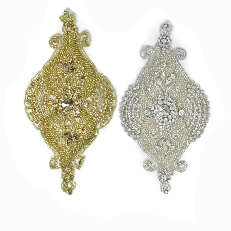 Rhinestone Applique Gold Silver 8.5 x 4.5