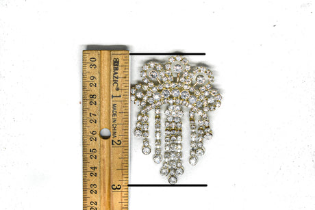 Rhinestone Crown Brooch Pin 3 x 2