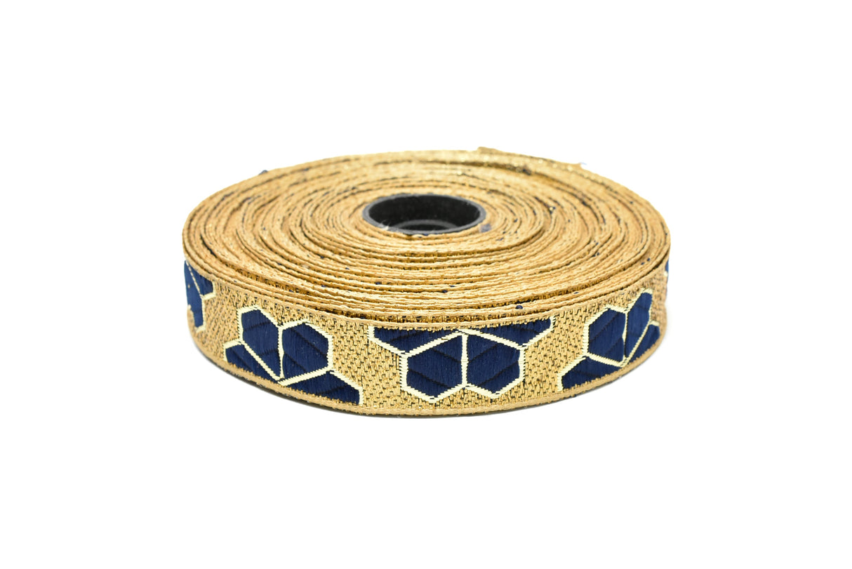Jacquard Ribbon Metallic Leaf 1"