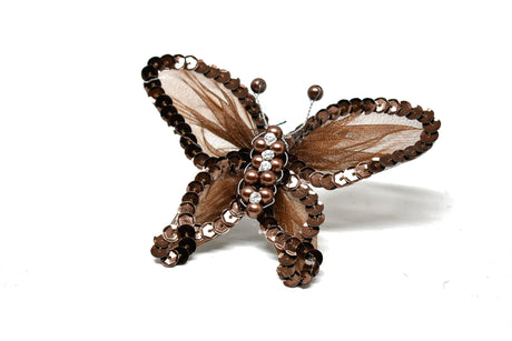 Rhinestone Butterfly Brooch with Beads