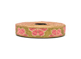 Jacquard Ribbon Metallic Leaf 1"