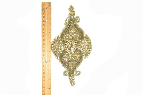 Rhinestone Applique Gold Silver 8.5 x 4.5