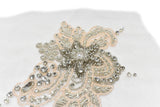 Embroidered Applique Pink Floral Organza Beaded Rhinestone 7 x 5.5