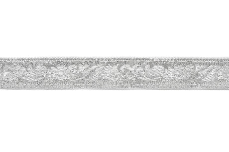 Jacquard Ribbon Metallic Silver 0.90"