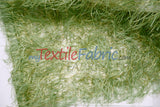 Sage Shaggy Brocade Metallic Eyelash Lame Fabric - Sage Metallic Eyelash Texture, 56/57" Width (1 Yard)