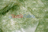 Sage Shaggy Brocade Metallic Eyelash Lame Fabric - Sage Metallic Eyelash Texture, 56/57" Width (1 Yard)