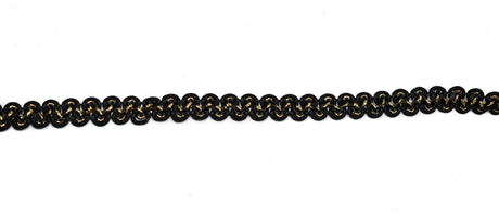 Gimp Trim Black Metallic Gold 1/2"