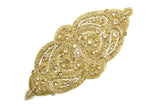 Beaded Rhinestone Appliques Gold Silver 9 x 4