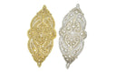 Beaded Rhinestone Appliques Gold Silver 9 x 4