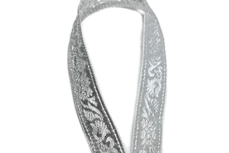 Jacquard Ribbon Metallic Silver 0.90"