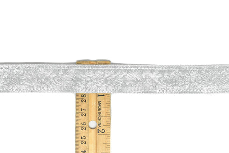 Jacquard Ribbon Metallic Silver 0.90"