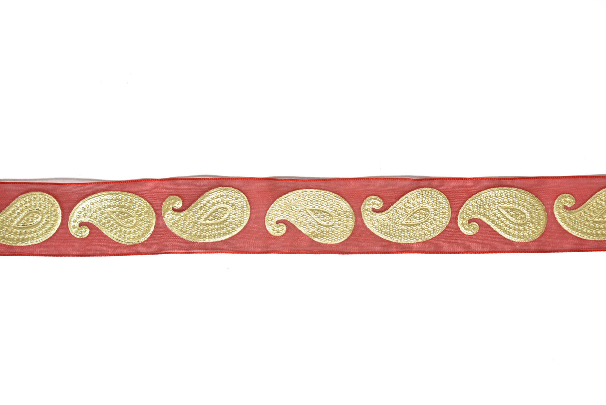 Metallic Gold Paisley Chiffon Ribbon 1in