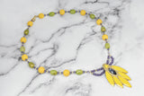 Beaded Necklace Decorative Purple Yellow