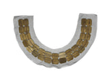 Beaded Mesh Neck Applique Bronze 2.75"