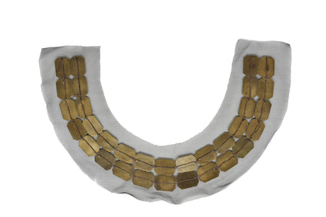 Beaded Mesh Neck Applique Bronze 2.75"