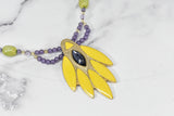 Beaded Necklace Decorative Purple Yellow