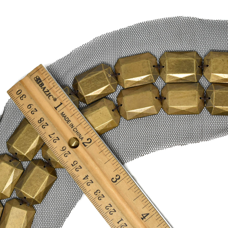 Beaded Mesh Neck Applique Bronze 2.75"