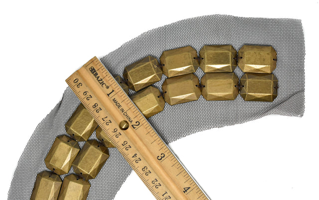 Beaded Mesh Neck Applique Bronze 2.75"