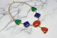 Rhinestone Necklace Gold Chain Multi-Color