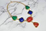 Rhinestone Necklace Gold Chain Multi-Color