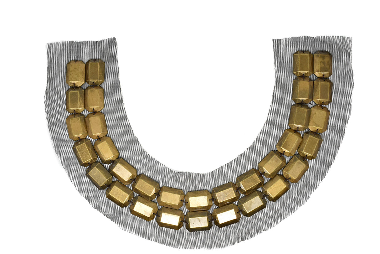 Beaded Mesh Neck Applique Bronze 2.75"