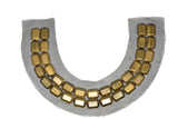Beaded Mesh Neck Applique Bronze 2.75"