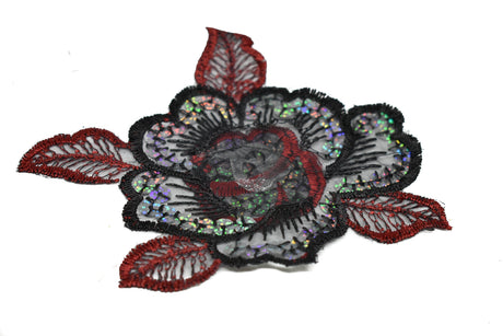 Iron-On Sequins Rose Applique 5 x 4.25