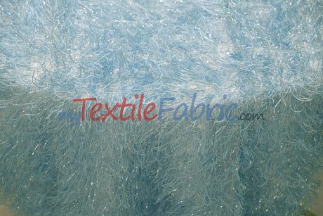 Baby Blue Shaggy Brocade Metallic Eyelash Lame Fabric - Baby Blue Shaggy Brocade, 56/57" Width (1 Yard)