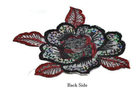 Iron-On Sequins Rose Applique 5 x 4.25