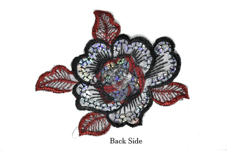 Iron-On Sequins Rose Applique 5 x 4.25