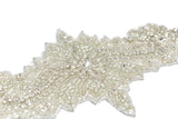 Embroidered Floral Applique with Rhinestones and Beads