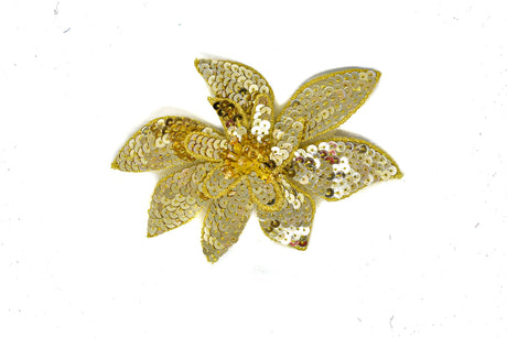 Sequins Flower Applique Gold 4.5 x 3
