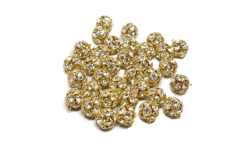 Rhinestone Button Gold 0.25"
