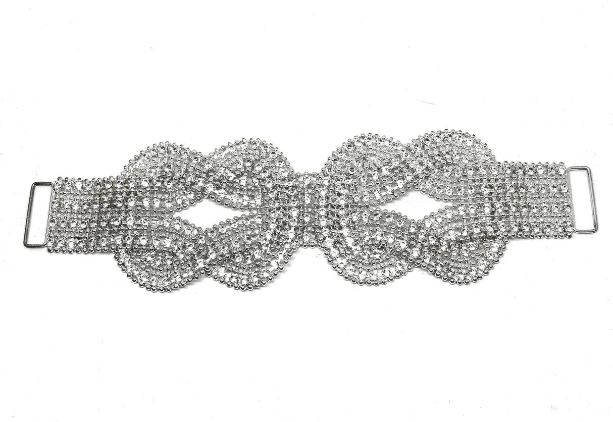 Rhinestone Dress Connector Clear White 9 x 6