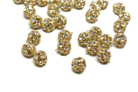 Rhinestone Button Gold 0.25"