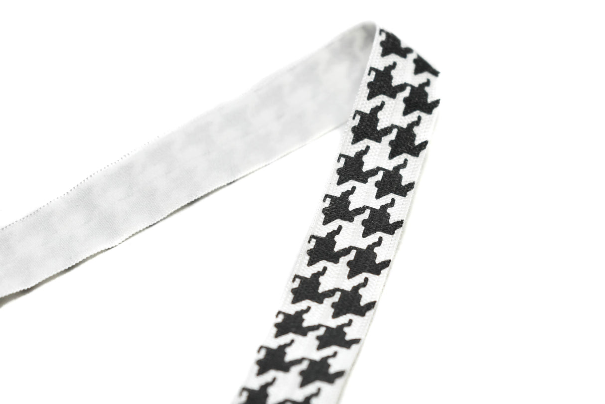 Fold-Over Elastic Houndstooth Print 0.63"