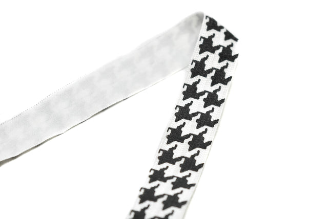 Fold-Over Elastic Houndstooth Print 0.63"