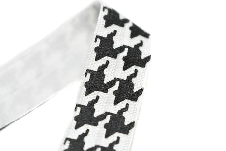Fold-Over Elastic Houndstooth Print 0.63"