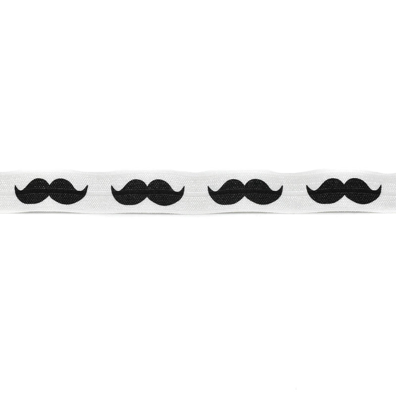 Fold-Over Elastic Mustache Print 0.63"