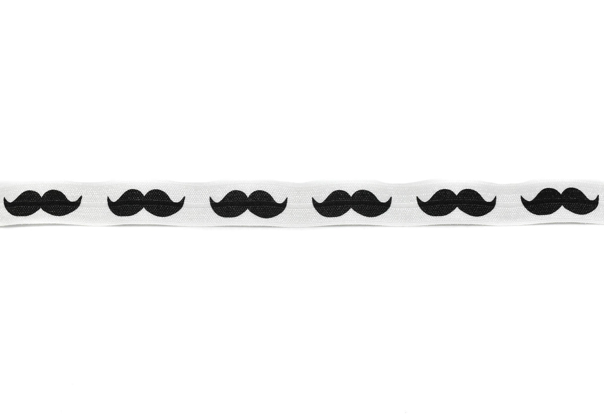 Fold-Over Elastic Mustache Print 0.63"