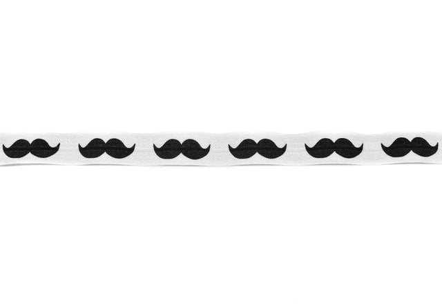 Fold-Over Elastic Mustache Print 0.63"