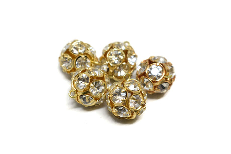 Rhinestone Button Gold 0.25"