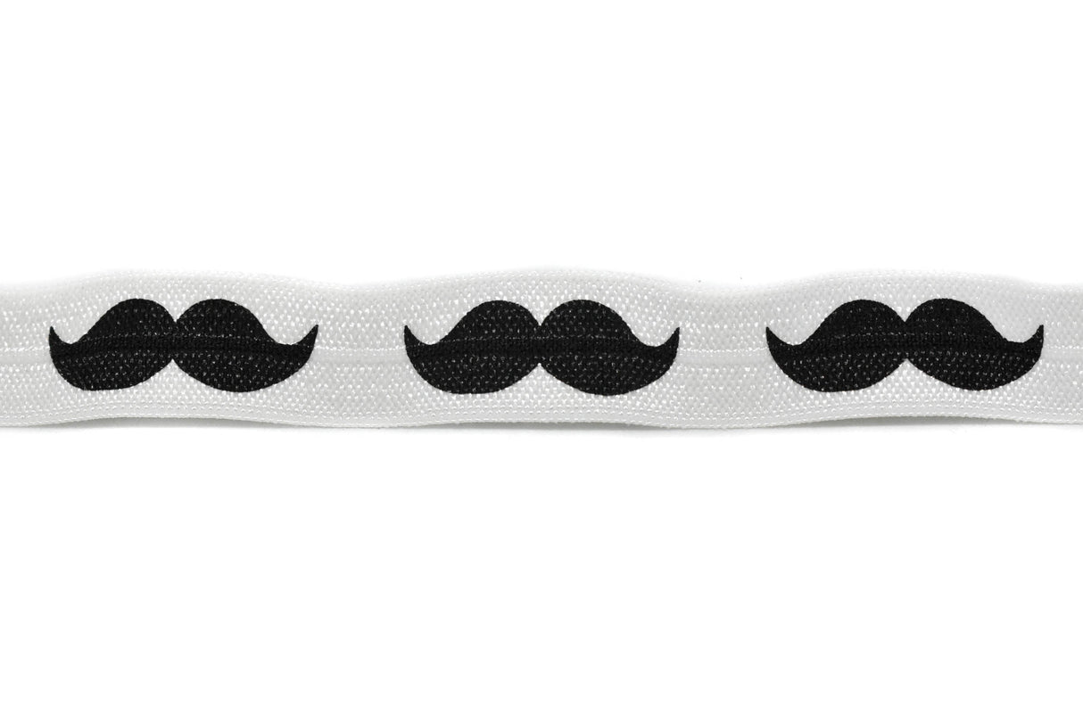 Fold-Over Elastic Mustache Print 0.63"
