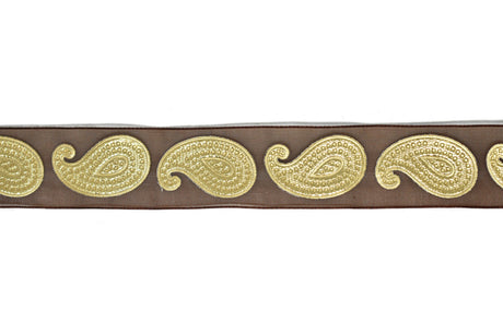 Metallic Gold Paisley Chiffon Ribbon 1in