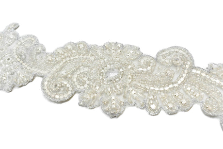 Beaded Rhinestone Applique Curvy Clear